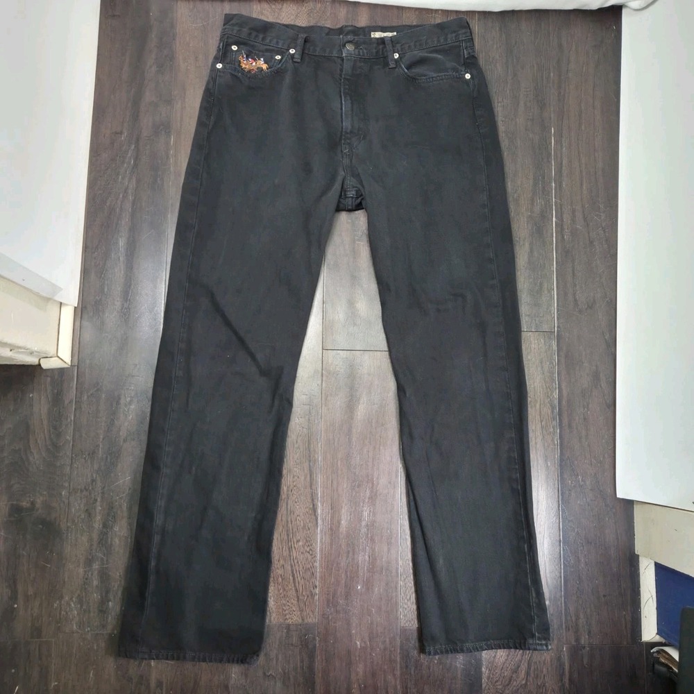 Vintage Polo Ralph Lauren Classic 867 Black Jeans Embroidered 34×32 Fits 36×33
